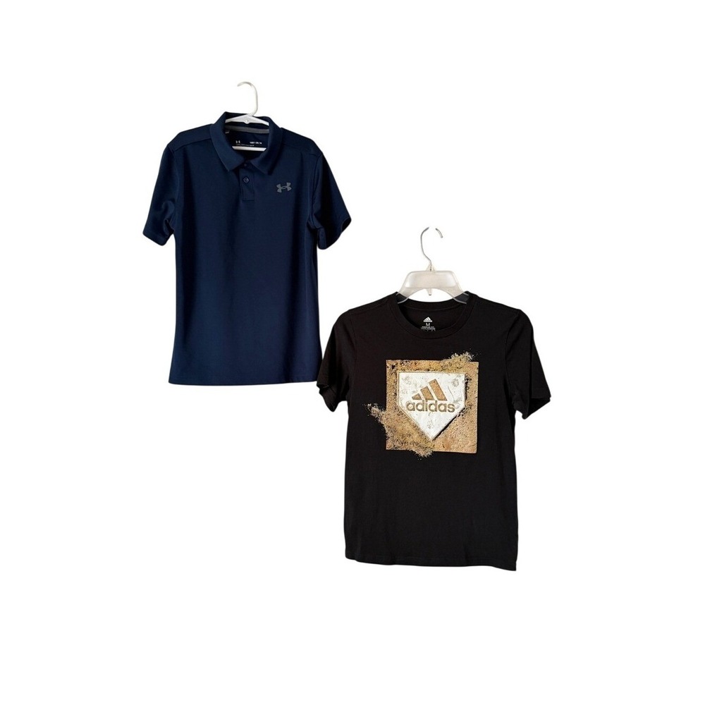 Boys Under Armour Performance Polo Shirt & Adidas Short Sleeve T-Shirt Bundle M